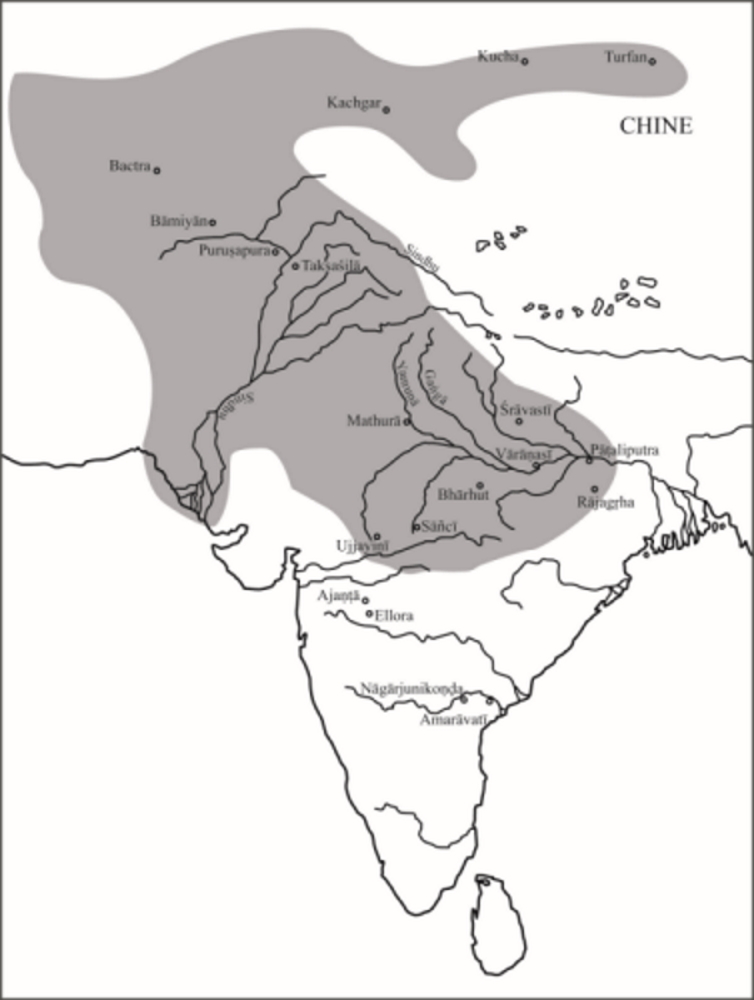 Carte de l'empire des Kushans