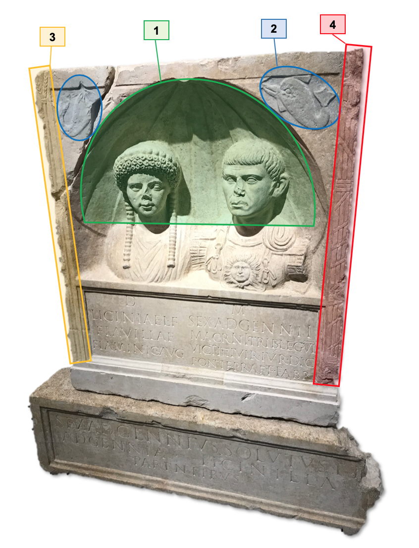 Stèle Adgennius décor avec numéros