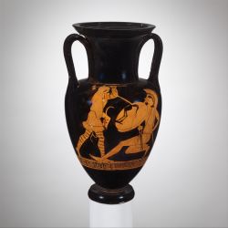 MET.Attributed to the Alkimachos Painter Period:Classical Date:ca. 470–460 B.C. Culture:Greek, Attic Medium:Terracotta; red-figure Dimensions:H. 12 5/8 in. (32.1 cm) diameter 7 in. (17.8 cm) Classification:Vases