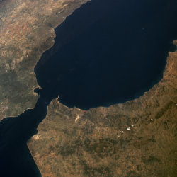 Le détroit de Gibraltar, photo pris depuis un satellite, 1994. NASA.