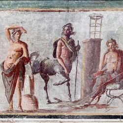 Esculape, Apollon et Chiron, fresque pompéienne
